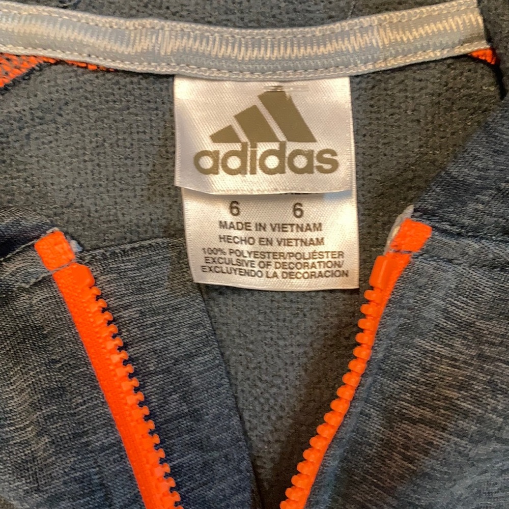 ADIDAS Kids Full-Zip Hoodie. Size 6 New - Picture 2 of 2